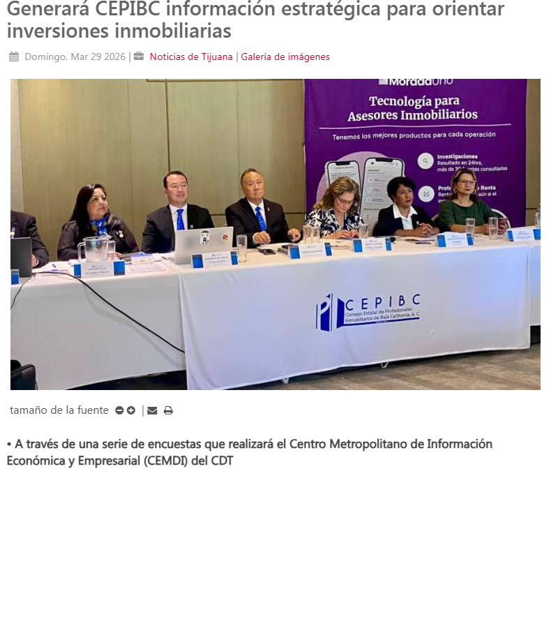 Medios resaltan que en CEPIBC impulsamos información estratégica para fortalecer la inversión inmobiliaria