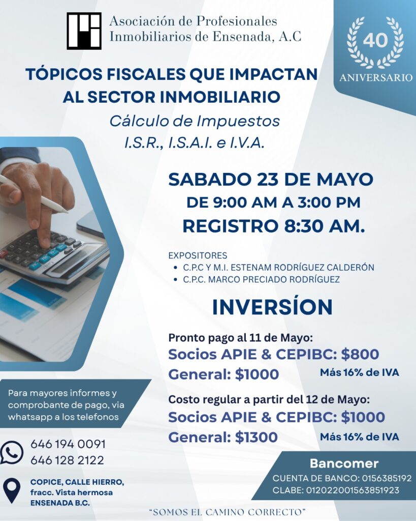 Curso: Tópicos Fiscales que Impactan al Sector Inmobiliario