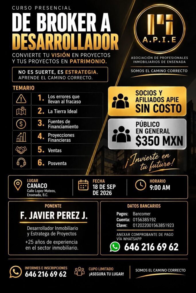 APIE invita al curso presencial “De Broker a Desarrollador” en Ensenada